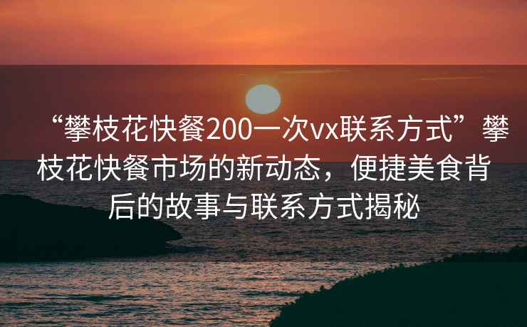 “攀枝花快餐200一次vx聯(lián)系方式”攀枝花快餐市場(chǎng)的新動(dòng)態(tài)，便捷美食背后的故事與聯(lián)系方式揭秘