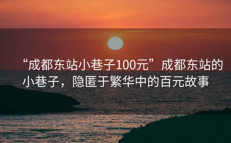 “成都東站小巷子100元”成都東站的小巷子，隱匿于繁華中的百元故事