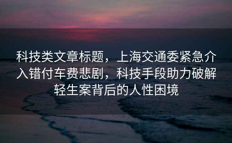 科技類文章標題，上海交通委緊急介入錯付車費悲劇，科技手段助力破解輕生案背后的人性困境