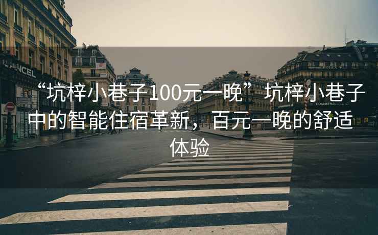 “坑梓小巷子100元一晚”坑梓小巷子中的智能住宿革新，百元一晚的舒適體驗(yàn)