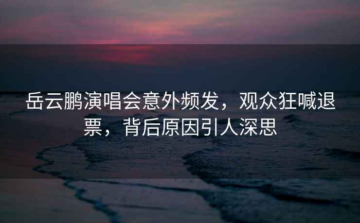 岳云鵬演唱會意外頻發(fā)，觀眾狂喊退票，背后原因引人深思