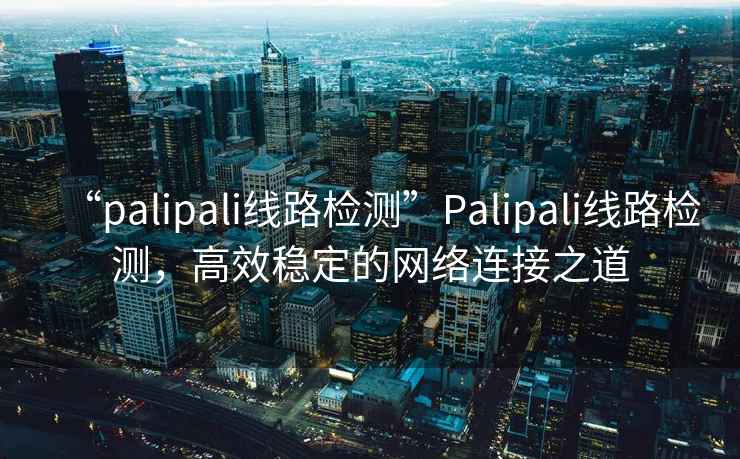 “palipali線路檢測”Palipali線路檢測，高效穩(wěn)定的網(wǎng)絡(luò)連接之道