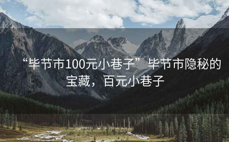 “畢節(jié)市100元小巷子”畢節(jié)市隱秘的寶藏，百元小巷子