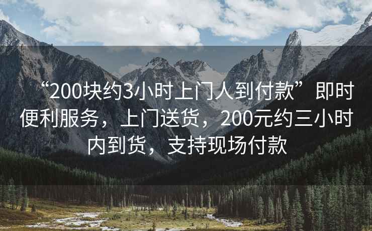 “200塊約3小時上門人到付款”即時便利服務(wù)，上門送貨，200元約三小時內(nèi)到貨，支持現(xiàn)場付款