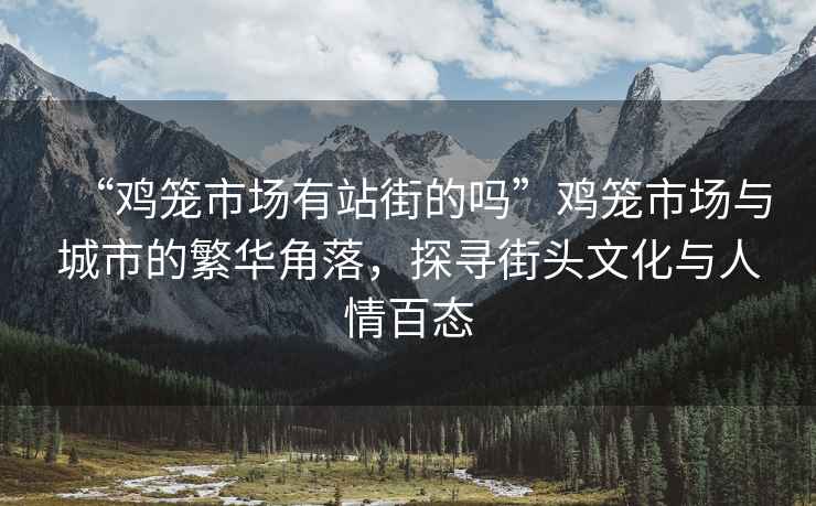 “雞籠市場有站街的嗎”雞籠市場與城市的繁華角落，探尋街頭文化與人情百態(tài)