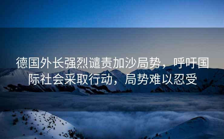 德國(guó)外長(zhǎng)強(qiáng)烈譴責(zé)加沙局勢(shì)，呼吁國(guó)際社會(huì)采取行動(dòng)，局勢(shì)難以忍受