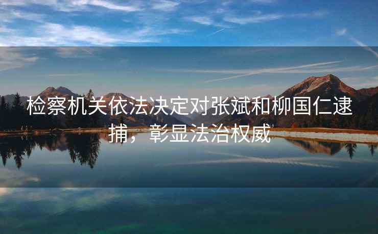 檢察機關(guān)依法決定對張斌和柳國仁逮捕，彰顯法治權(quán)威