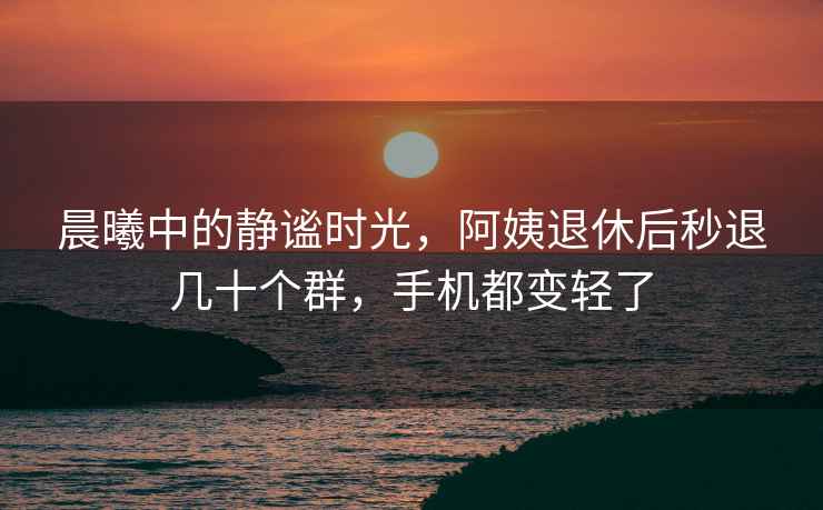 晨曦中的靜謐時光，阿姨退休后秒退幾十個群，手機都變輕了