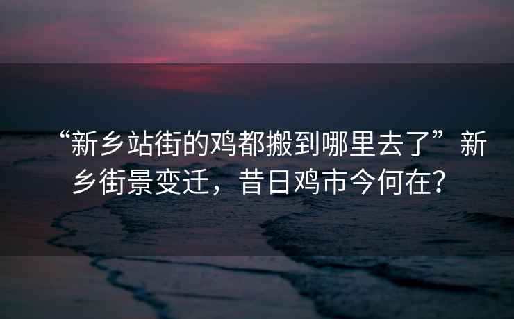 “新鄉(xiāng)站街的雞都搬到哪里去了”新鄉(xiāng)街景變遷，昔日雞市今何在？