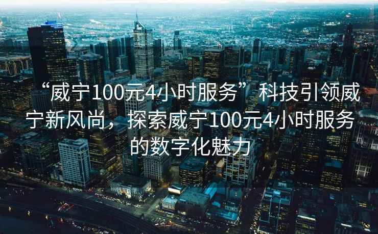 “威寧100元4小時服務”科技引領威寧新風尚，探索威寧100元4小時服務的數字化魅力