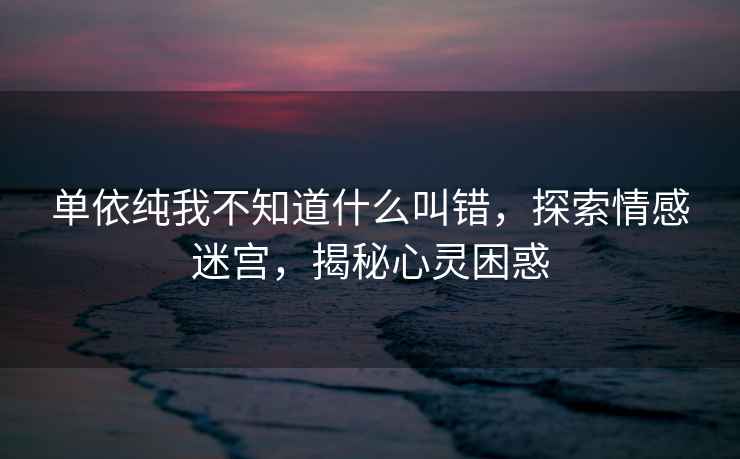 單依純我不知道什么叫錯(cuò)，探索情感迷宮，揭秘心靈困惑