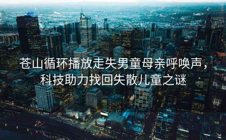 蒼山循環(huán)播放走失男童母親呼喚聲，科技助力找回失散兒童之謎