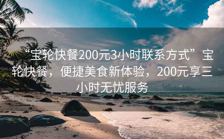 “寶輪快餐200元3小時聯(lián)系方式”寶輪快餐，便捷美食新體驗，200元享三小時無憂服務