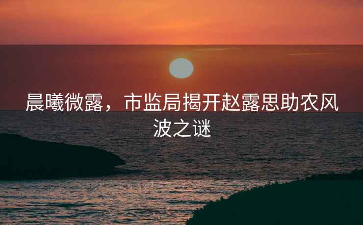 晨曦微露，市監(jiān)局揭開趙露思助農(nóng)風(fēng)波之謎