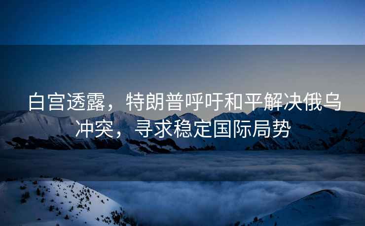 白宮透露，特朗普呼吁和平解決俄烏沖突，尋求穩(wěn)定國際局勢