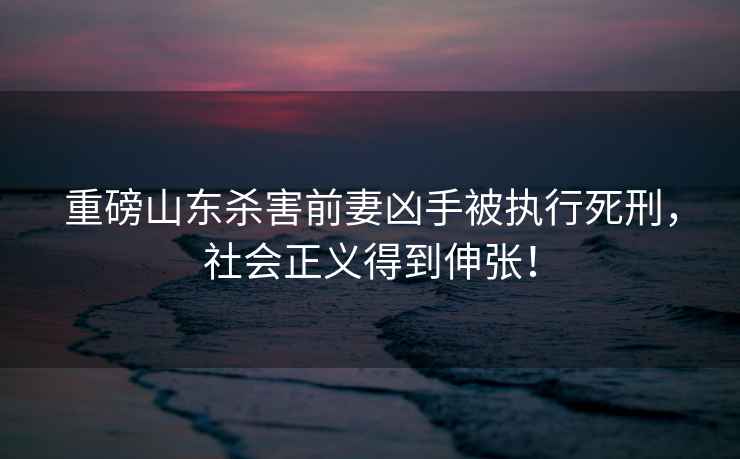 重磅山東殺害前妻兇手被執(zhí)行死刑，社會正義得到伸張！