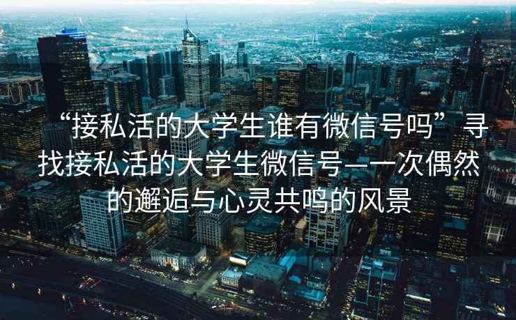 “接私活的大學(xué)生誰(shuí)有微信號(hào)嗎”尋找接私活的大學(xué)生微信號(hào)—一次偶然的邂逅與心靈共鳴的風(fēng)景