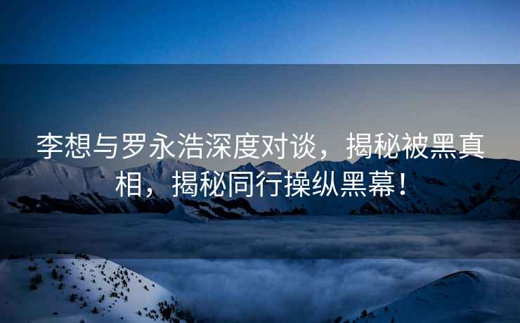 李想與羅永浩深度對(duì)談，揭秘被黑真相，揭秘同行操縱黑幕！