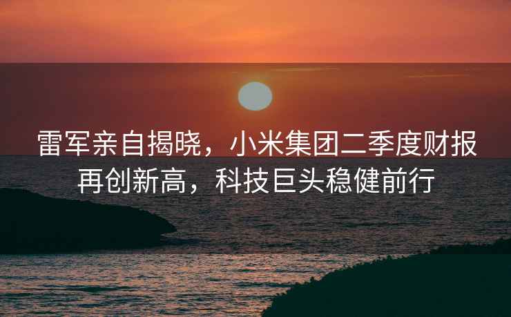 雷軍親自揭曉，小米集團(tuán)二季度財報再創(chuàng)新高，科技巨頭穩(wěn)健前行