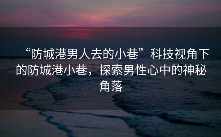 “防城港男人去的小巷”科技視角下的防城港小巷，探索男性心中的神秘角落