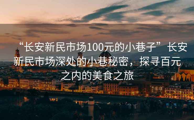 “長安新民市場100元的小巷子”長安新民市場深處的小巷秘密，探尋百元之內(nèi)的美食之旅