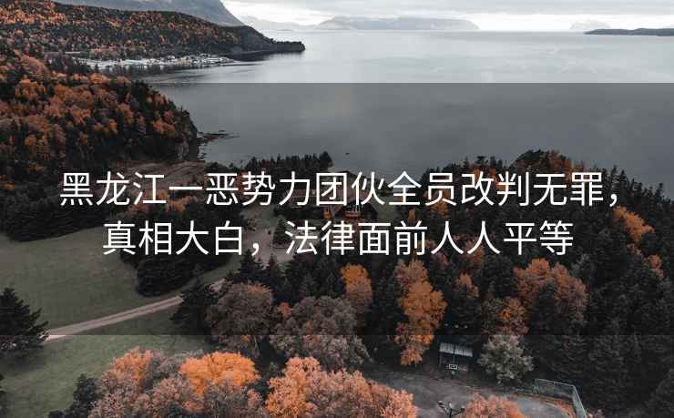 黑龍江一惡勢力團(tuán)伙全員改判無罪，真相大白，法律面前人人平等