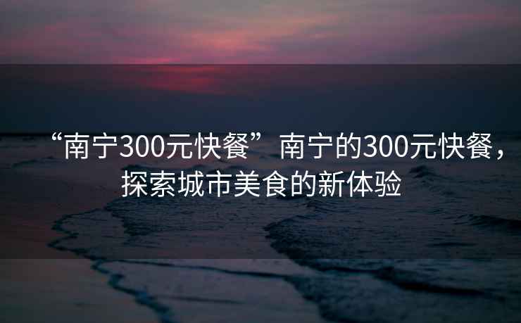 “南寧300元快餐”南寧的300元快餐，探索城市美食的新體驗(yàn)