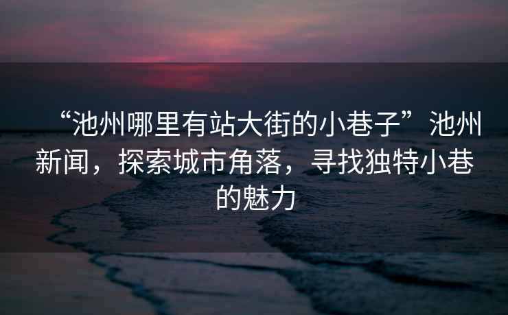 “池州哪里有站大街的小巷子”池州新聞，探索城市角落，尋找獨(dú)特小巷的魅力