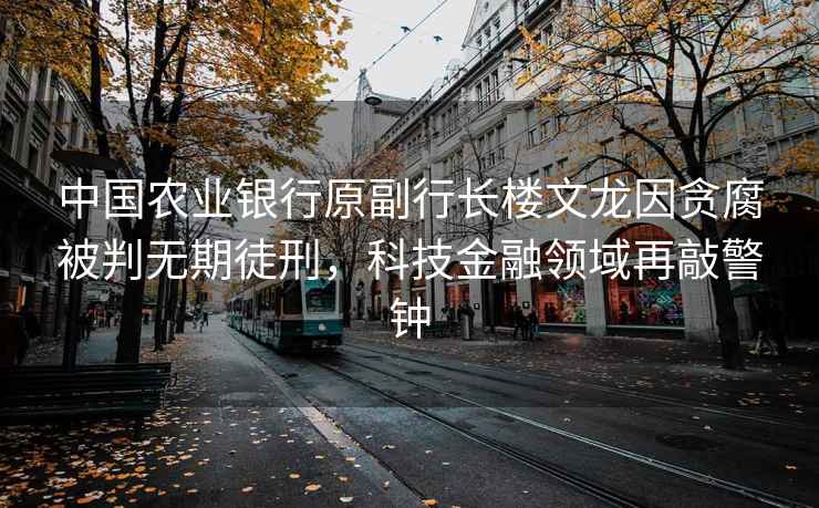 中國農(nóng)業(yè)銀行原副行長樓文龍因貪腐被判無期徒刑，科技金融領(lǐng)域再敲警鐘