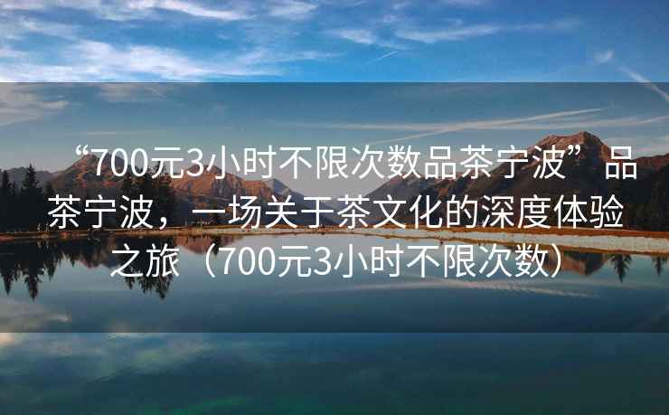 “700元3小時(shí)不限次數(shù)品茶寧波”品茶寧波，一場(chǎng)關(guān)于茶文化的深度體驗(yàn)之旅（700元3小時(shí)不限次數(shù)）