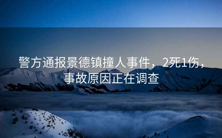 警方通報(bào)景德鎮(zhèn)撞人事件，2死1傷，事故原因正在調(diào)查