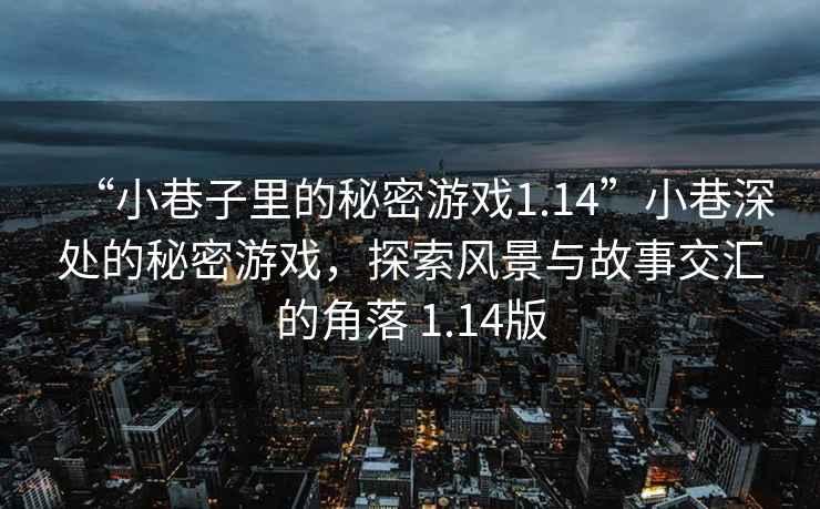 “小巷子里的秘密游戲1.14”小巷深處的秘密游戲，探索風(fēng)景與故事交匯的角落 1.14版