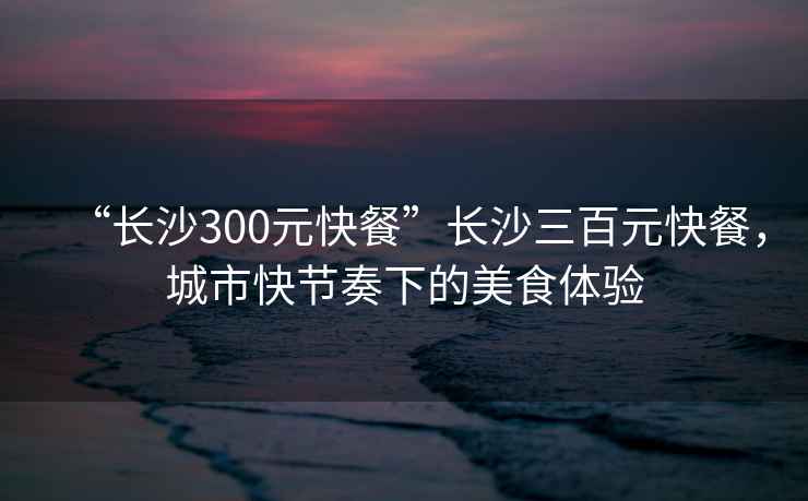 “長(zhǎng)沙300元快餐”長(zhǎng)沙三百元快餐，城市快節(jié)奏下的美食體驗(yàn)